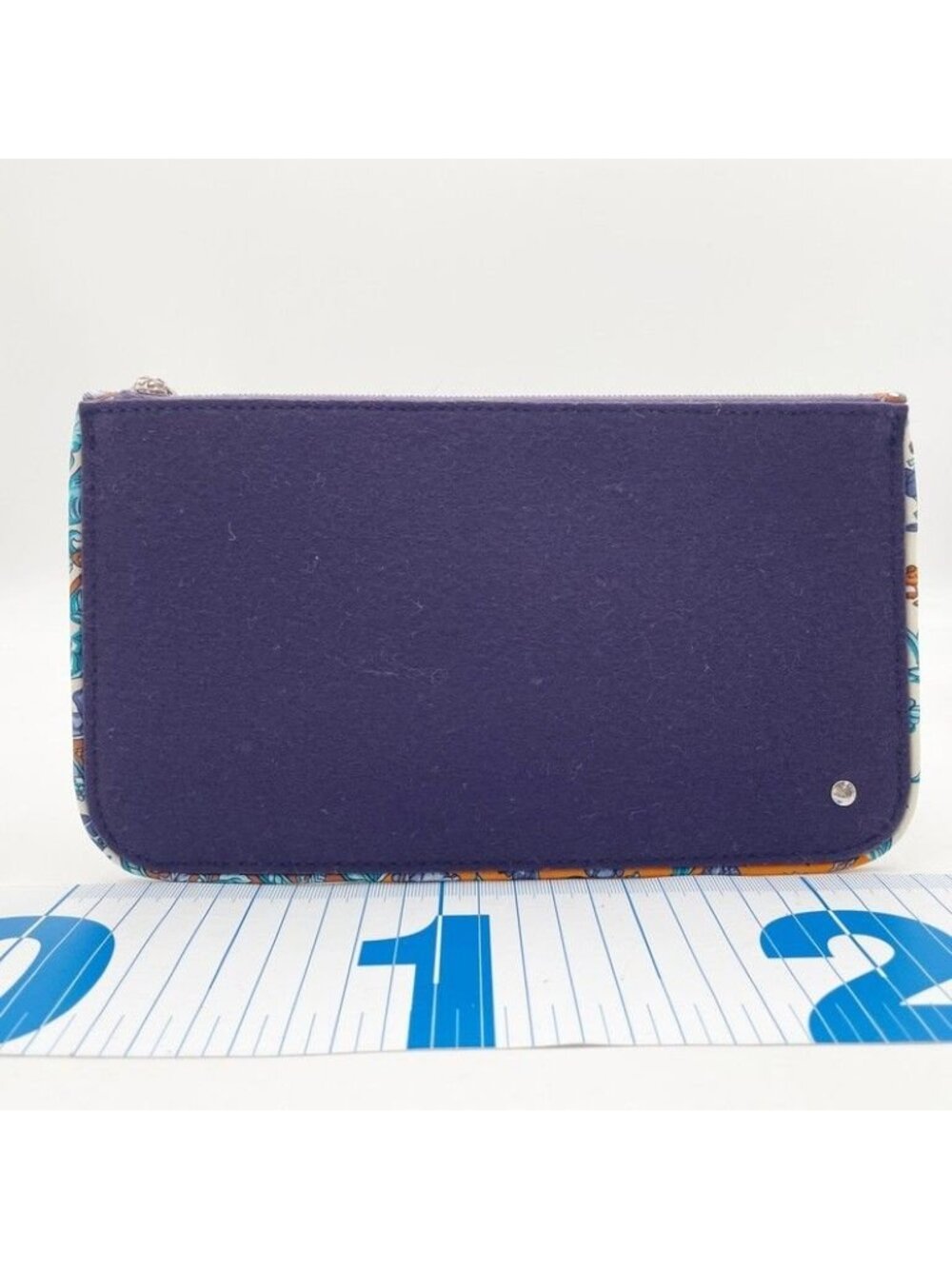 Hermes Pouch Trousse Zippy GM Navy Multicolor Felt Silk'in Flat Sellier Buttons